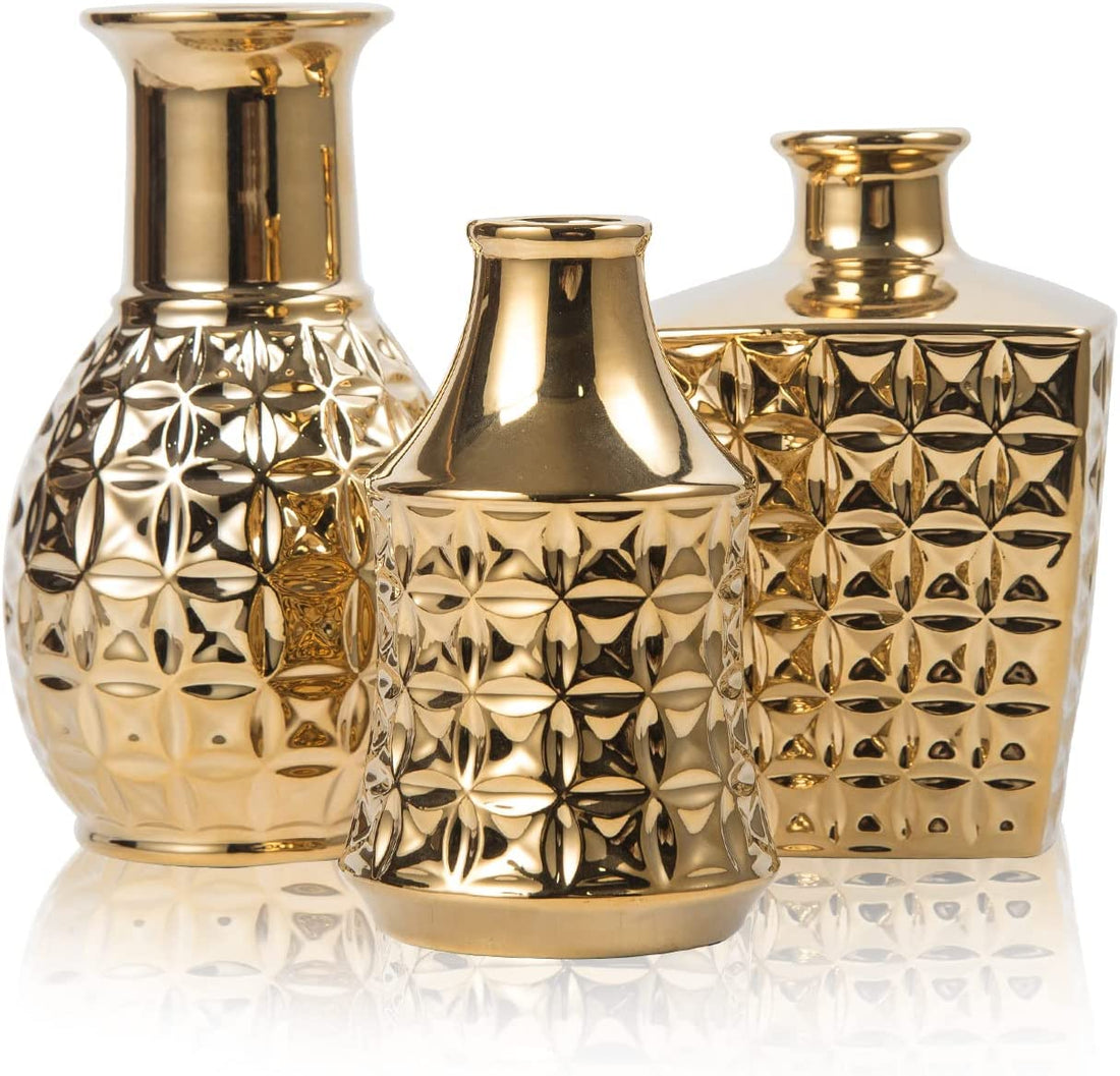 Golden Elegance Ceramic Vase | Golden Vase | Exquisite Décor