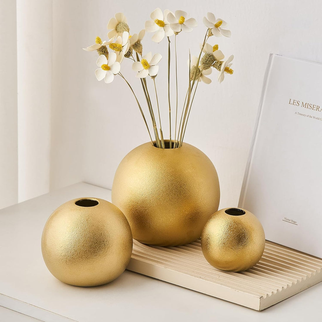 Gold Vase Ceramic Vase Set | Modern Gold Vases | Exquisite Décor