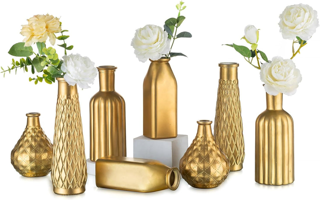 Gold Glass Vase Set | Elegant Flower Vases | Exquisite Décor