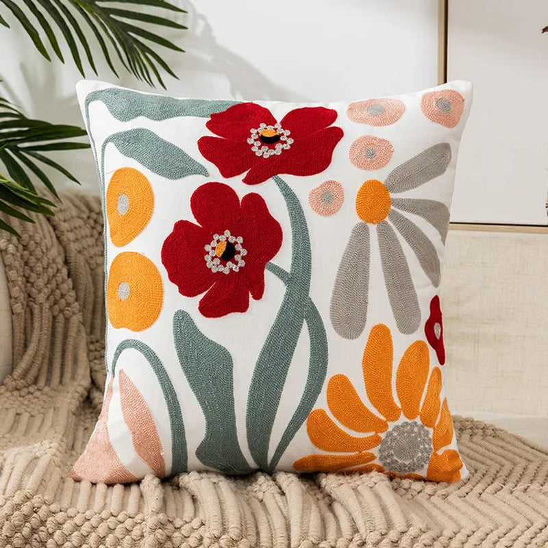 Flower Throw Pillow Covers Square Simple Sofa Pillow Cases
