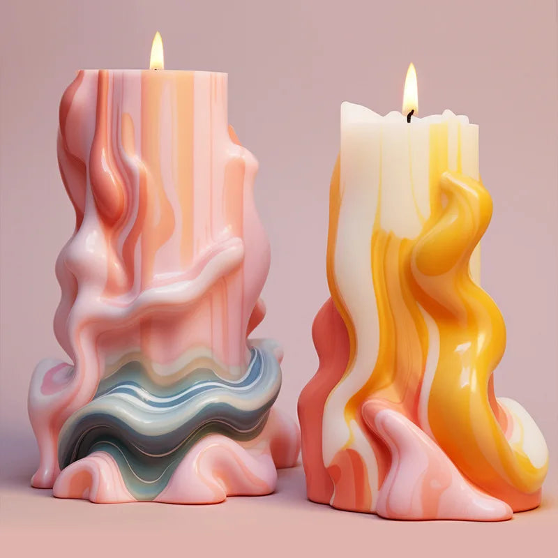 Wave Cylindrical Candle 